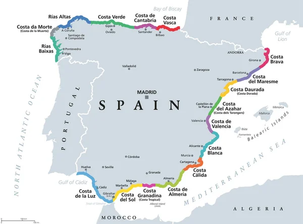 spanyol tengerpartok terkep Spanyol tengerpartok térkép